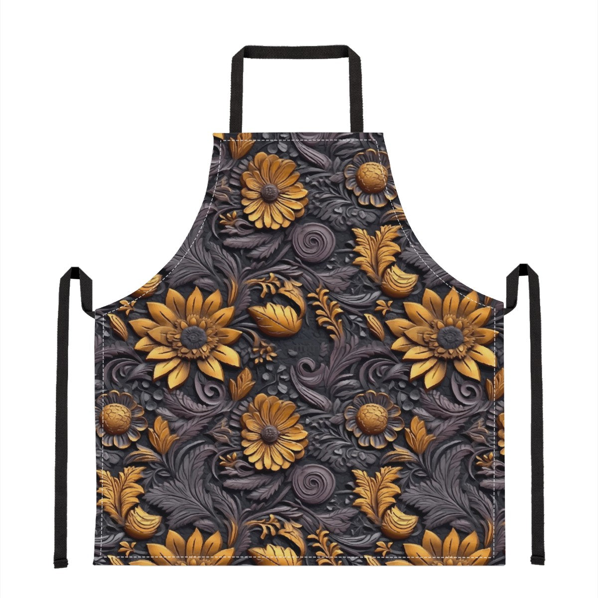 Luxtrini Gold Flowers Woodcut Apron Universal ONESIZE