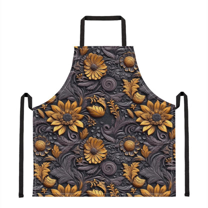 Luxtrini Gold Flowers Woodcut Apron Universal ONESIZE