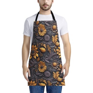 Luxtrini Gold Flowers Woodcut Apron