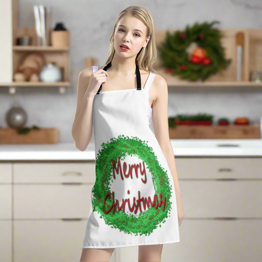 Merry Christmas Apron - Adjustable & Stylish Kitchen Essential | Handmade by Luxtrini