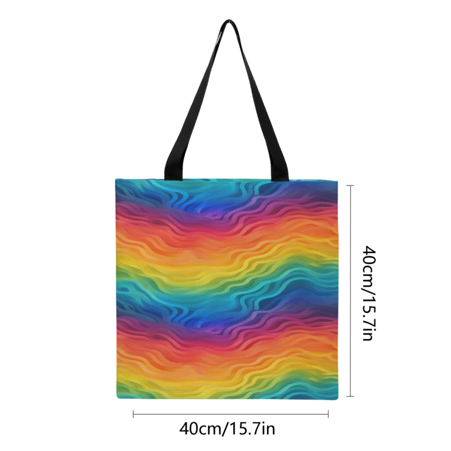 Rainbow Wave Canvas Tote Bag – Eco Chic Oversized Shoulder Bag for Shopping, Beach Days &amp; Everyday Adventures
