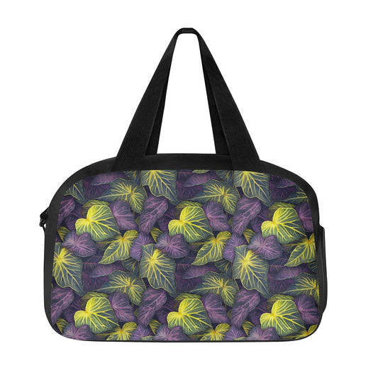 Luxtrini Iridescent Syngonium: Purple and Yellow Travel Luggage Bag