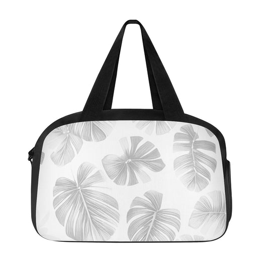 White Monstera Travel Luggage Bag