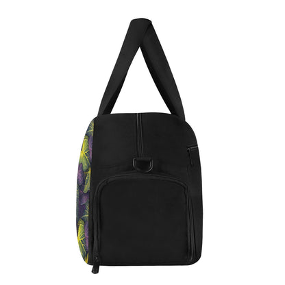 Luxtrini Iridescent Syngonium: Purple and Yellow Travel Luggage Bag