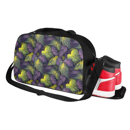 Luxtrini Iridescent Syngonium: Purple and Yellow Travel Luggage Bag