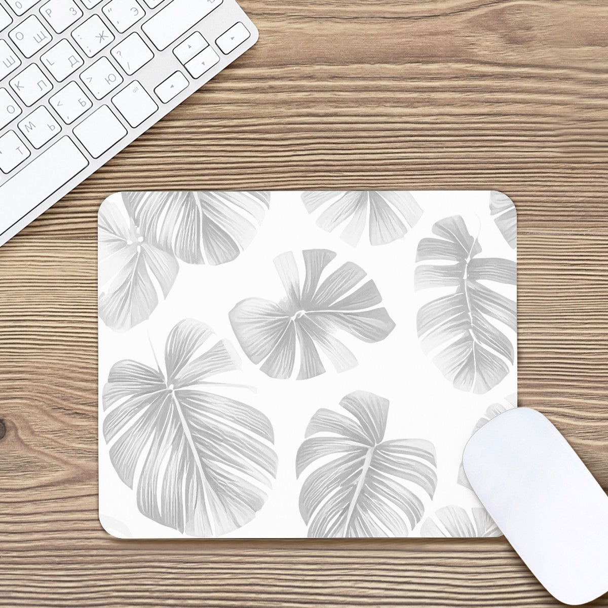 White Monstera Mouse Pad