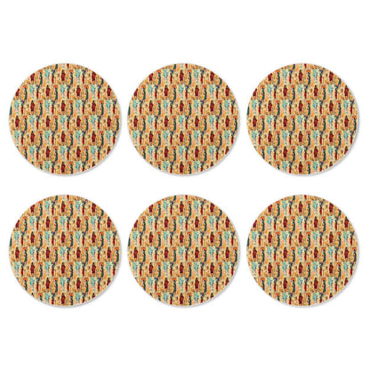 6 Pieces Cup Mats Set - Coasters - Tribal pattern