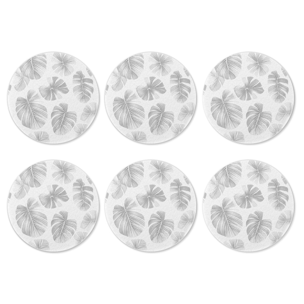 White Monstera 6 Pieces Cup Mats Set
