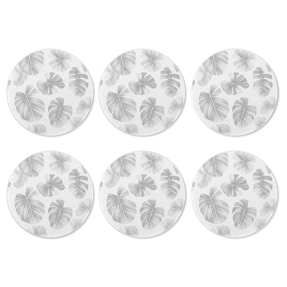 White Monstera 6 Pieces Cup Mats Set