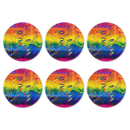 LGBTQ Word Cloud 6 Pieces Cup Mats Set