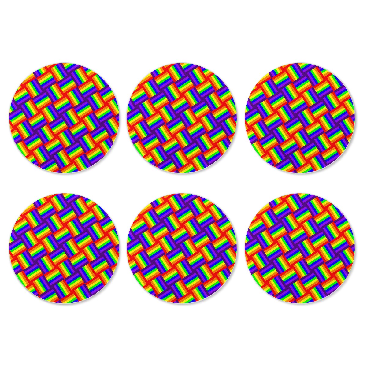 Rainbow Weave 6 Pieces Cup Mats Set