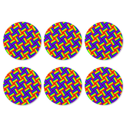 Rainbow Weave 6 Pieces Cup Mats Set