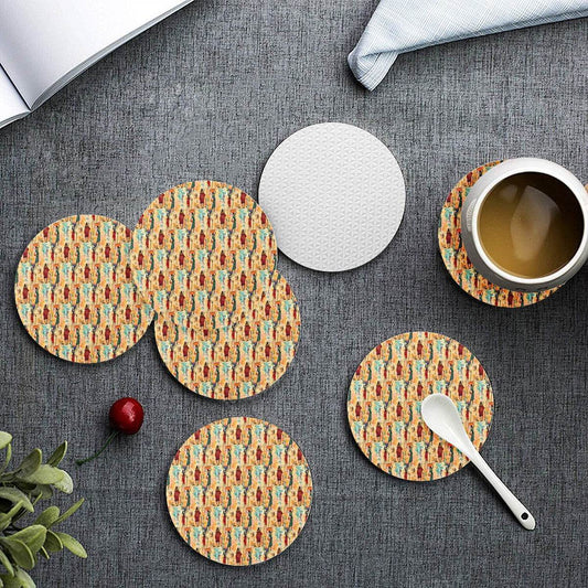 6 Pieces Cup Mats Set - Coasters - Tribal pattern