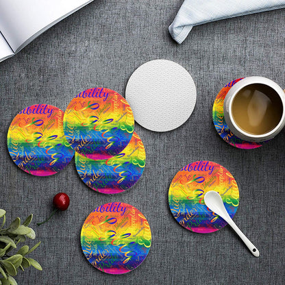 LGBTQ Word Cloud 6 Pieces Cup Mats Set