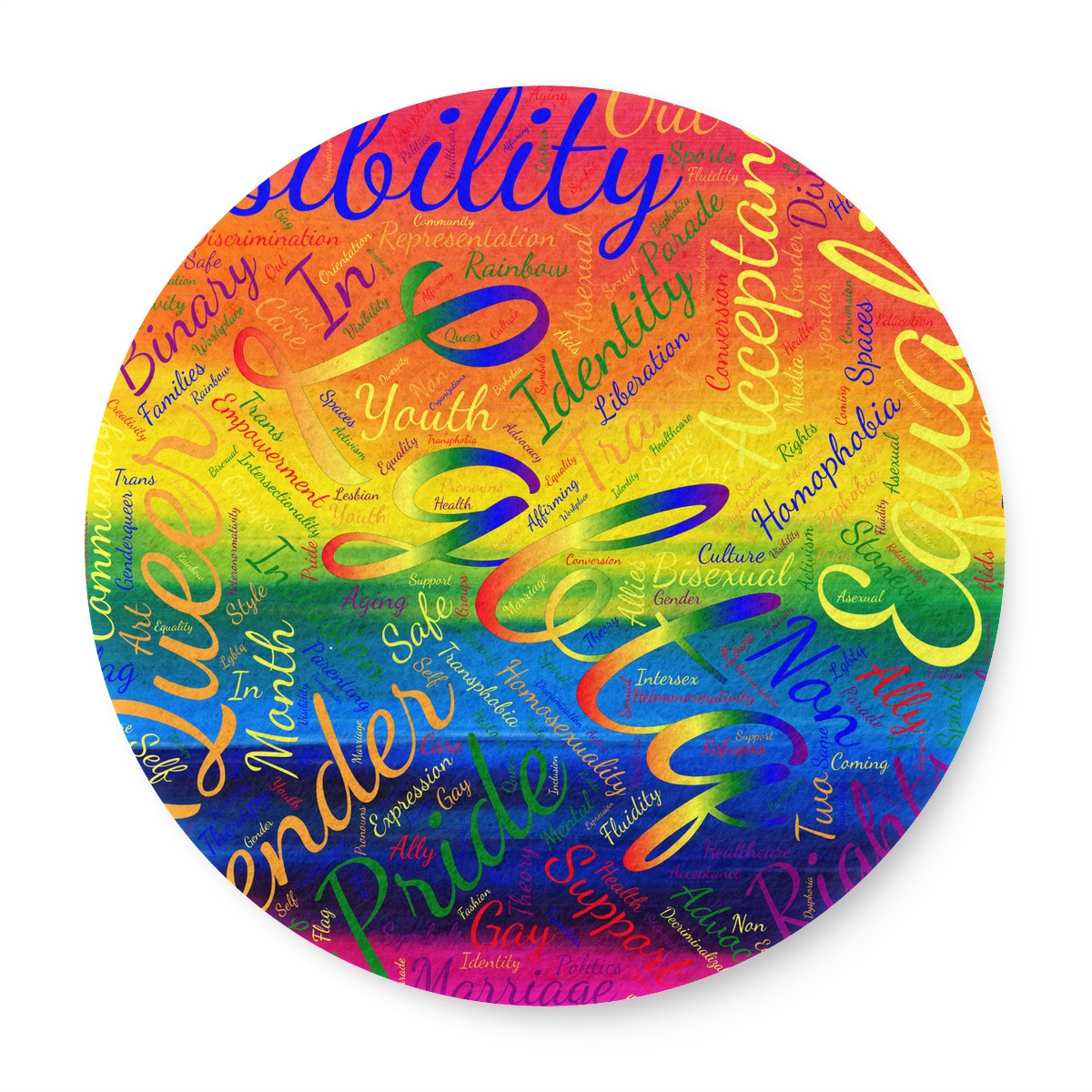 LGBTQ Word Cloud 6 Pieces Cup Mats Set