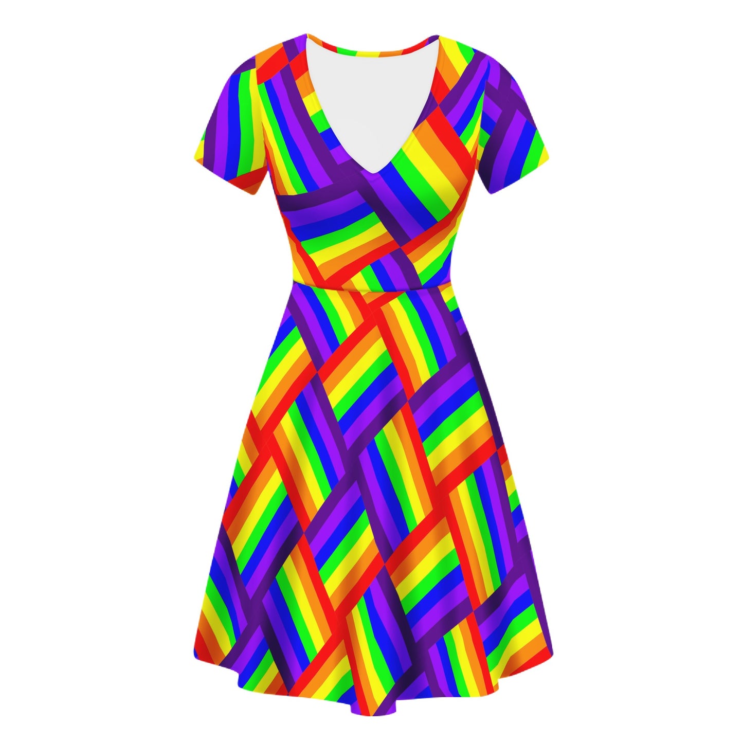 Rainbow Weave Women Ruffle Bottom Dress