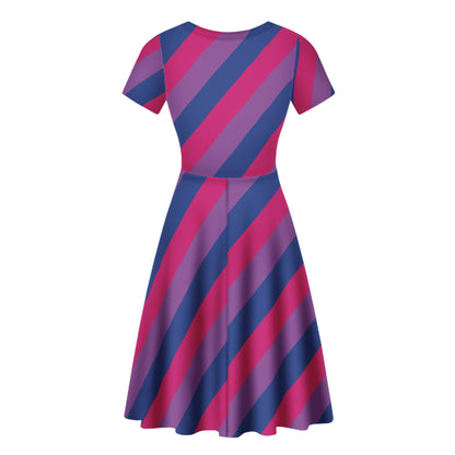 Bisexual Pride Women Ruffle Bottom Dress