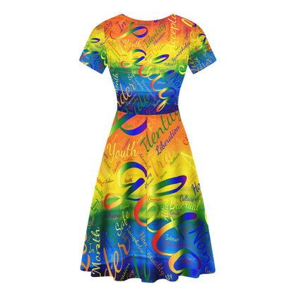 LGBTQ Word Cloud Women Ruffle Bottom Dress