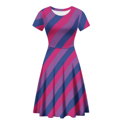 Bisexual Pride Women Scoop Neck Ruffle Dress