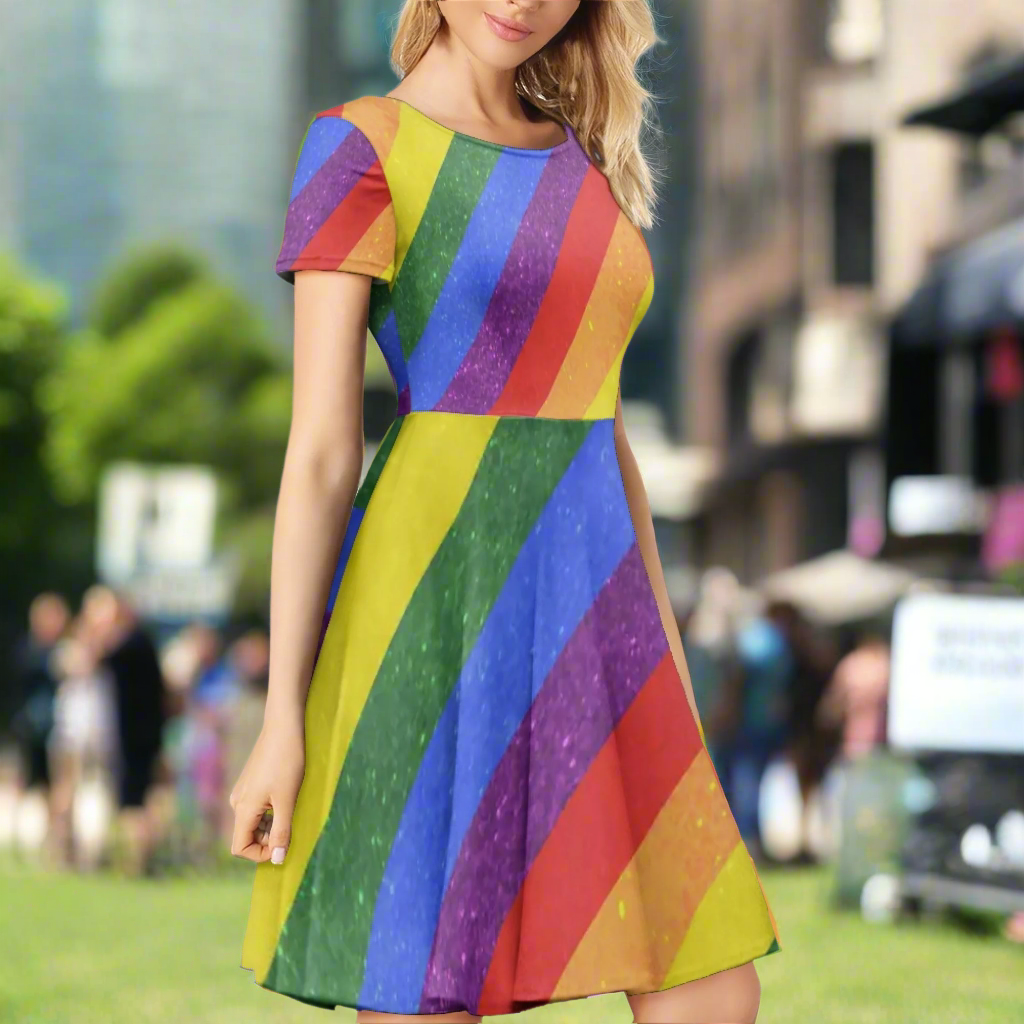 LGBTQ Rainbow Plus Size Women's Dress for Bisexual Pride Events