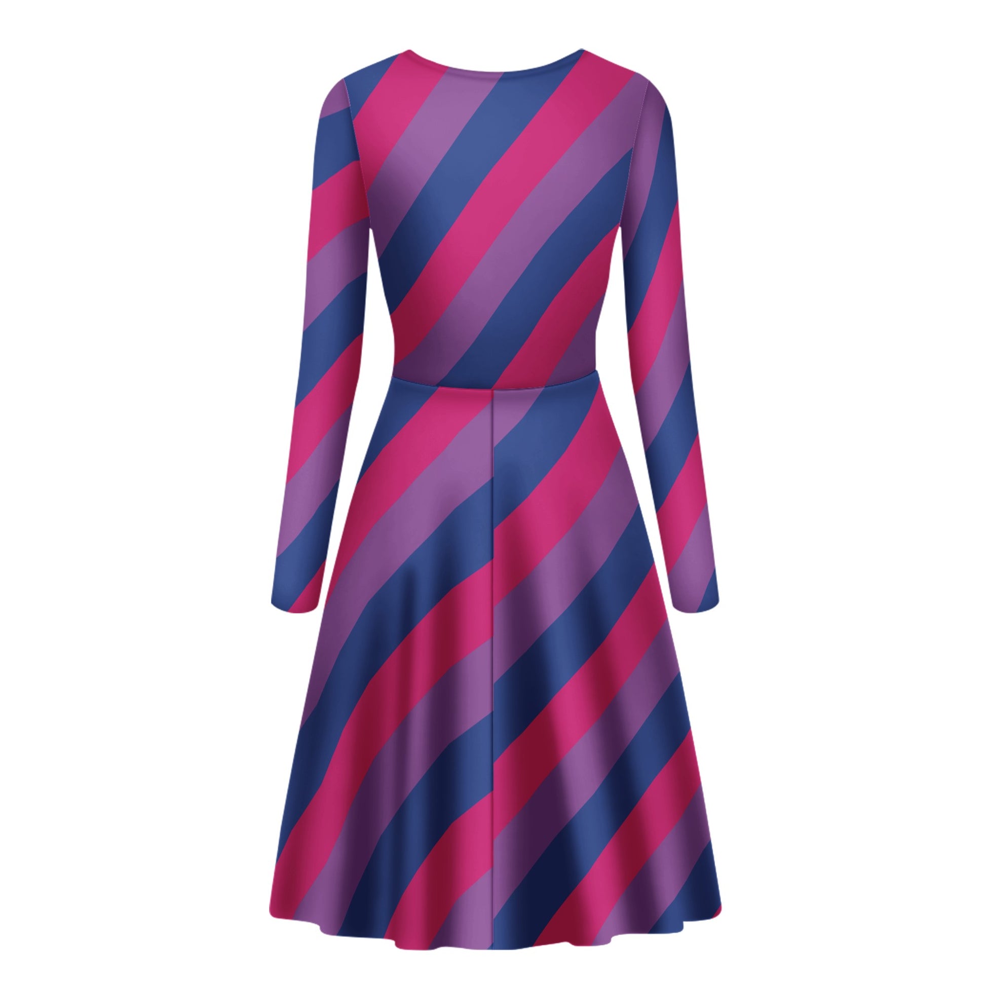 Bisexual Pride Women V-Neck Long Sleeve Ruffle Dress