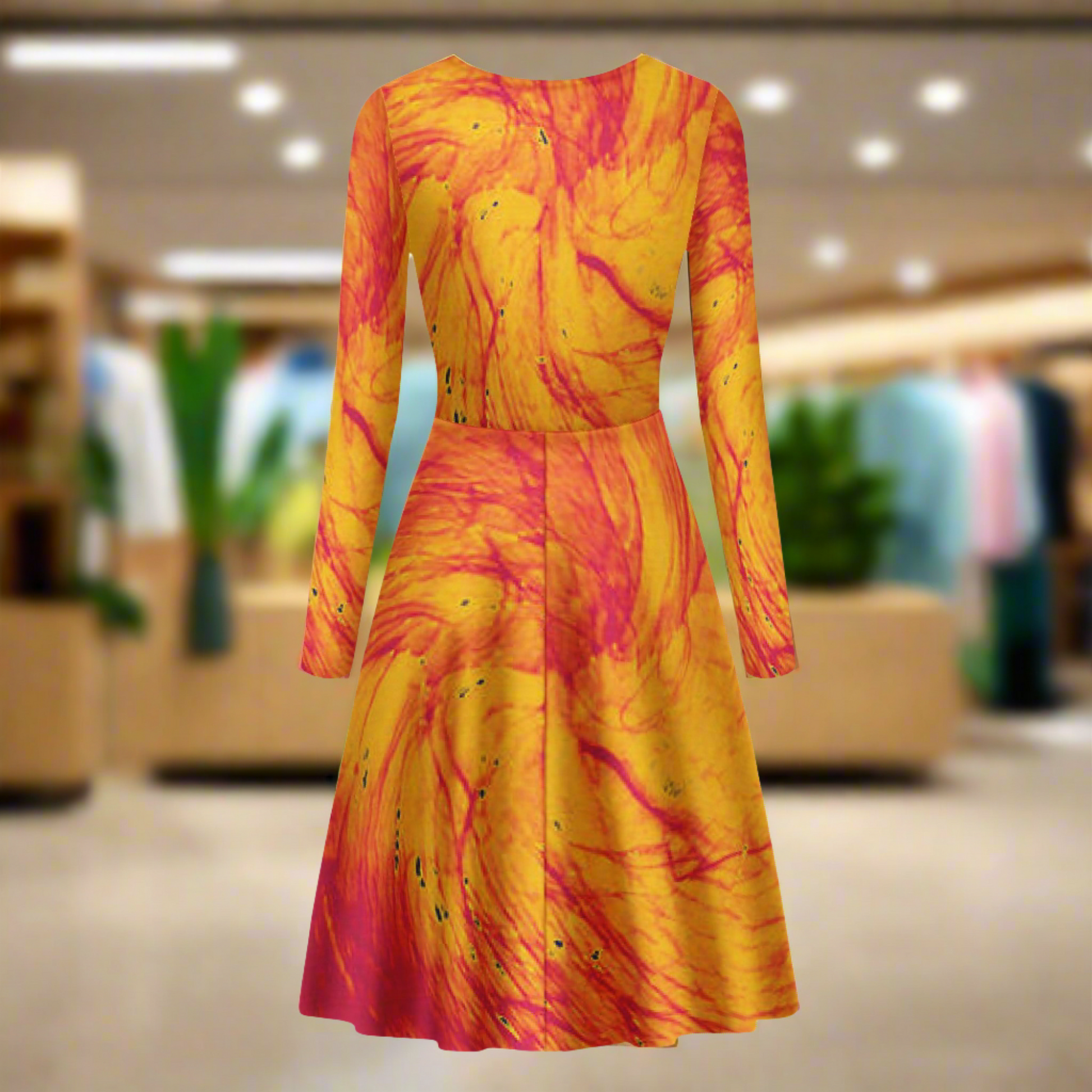 Pele's Fire Women Scoop Neck Long Sleeve Ruffle Dress