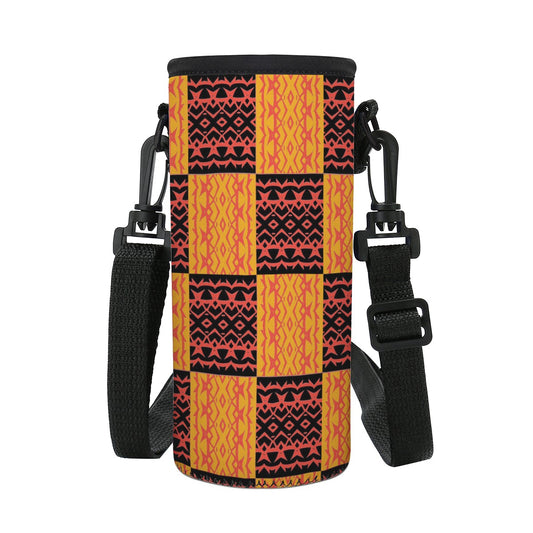 Black and Orange Tribal Design - Small Water Bottle Carrier Bag