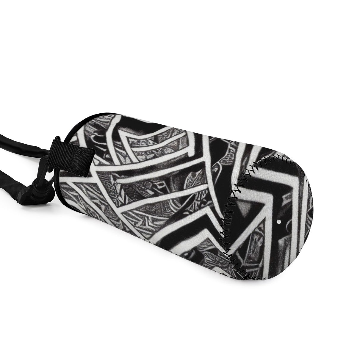 Black and White Polynesian Small Water Bottle Carrier Bag