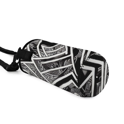 Black and White Polynesian Small Water Bottle Carrier Bag