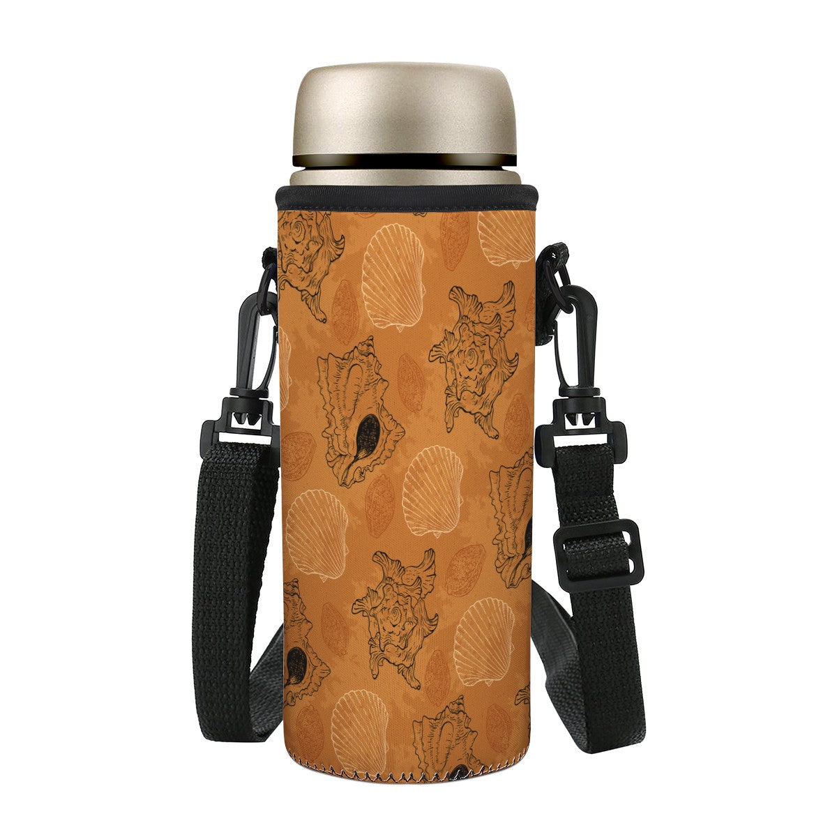 Sea Shell Ocean Design in Orange Small Water Bottle Carrier Bag