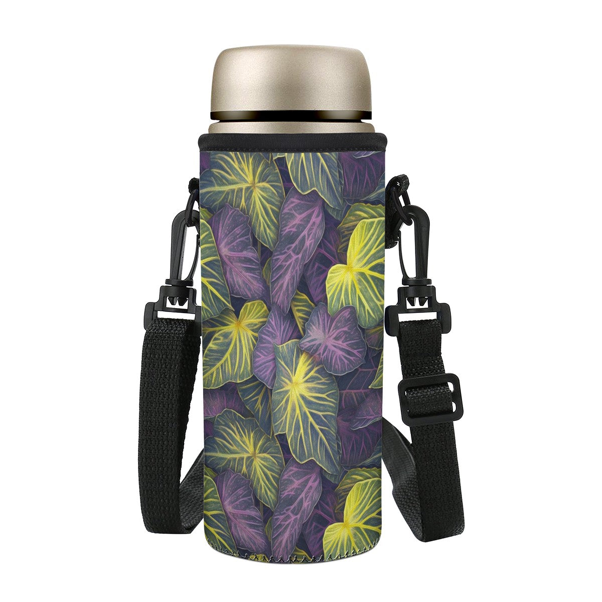 Luxtrini Iridescent Syngonium: Purple and Yellow S Water Bottle Carrier Bag