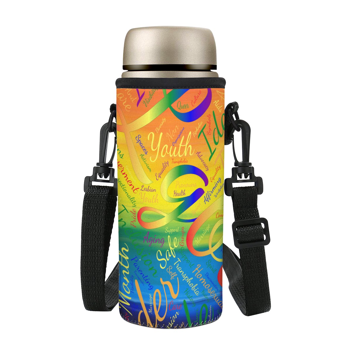 LGBTQ Word Cloud S Water Bottle Carrier Bag