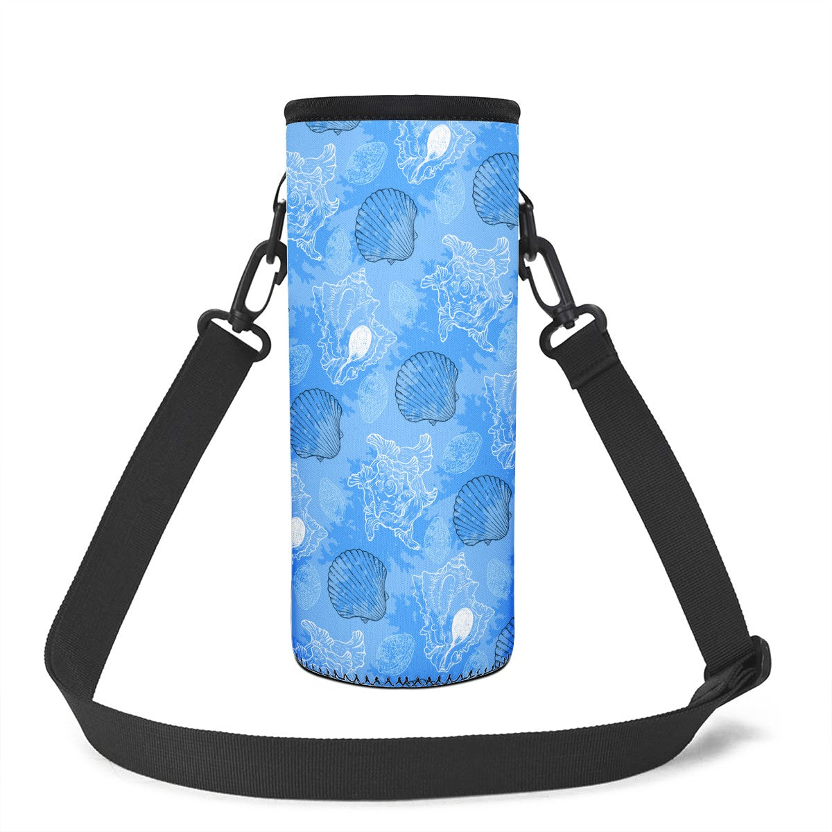 Blue Seashell Ocean Large Water Bottle Carrier Bag ONESIZE White