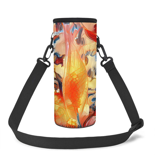 Golden Peace Lily Large Water Bottle Carrier Bag