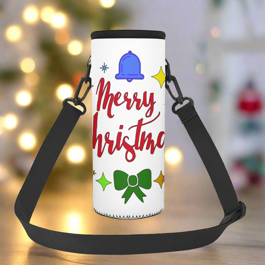 Luxtrini Merry Christmas Water Bottle Carrier Bag – Festive, Eco-Friendly, & Insulated