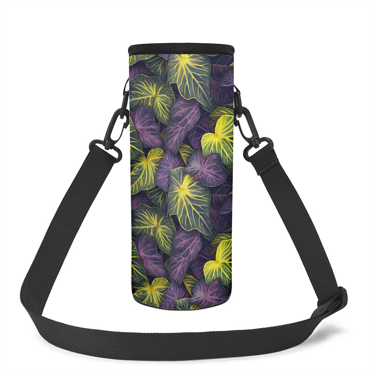 Luxtrini Iridescent Syngonium: Purple and Yellow L Water Bottle Carrier Bag