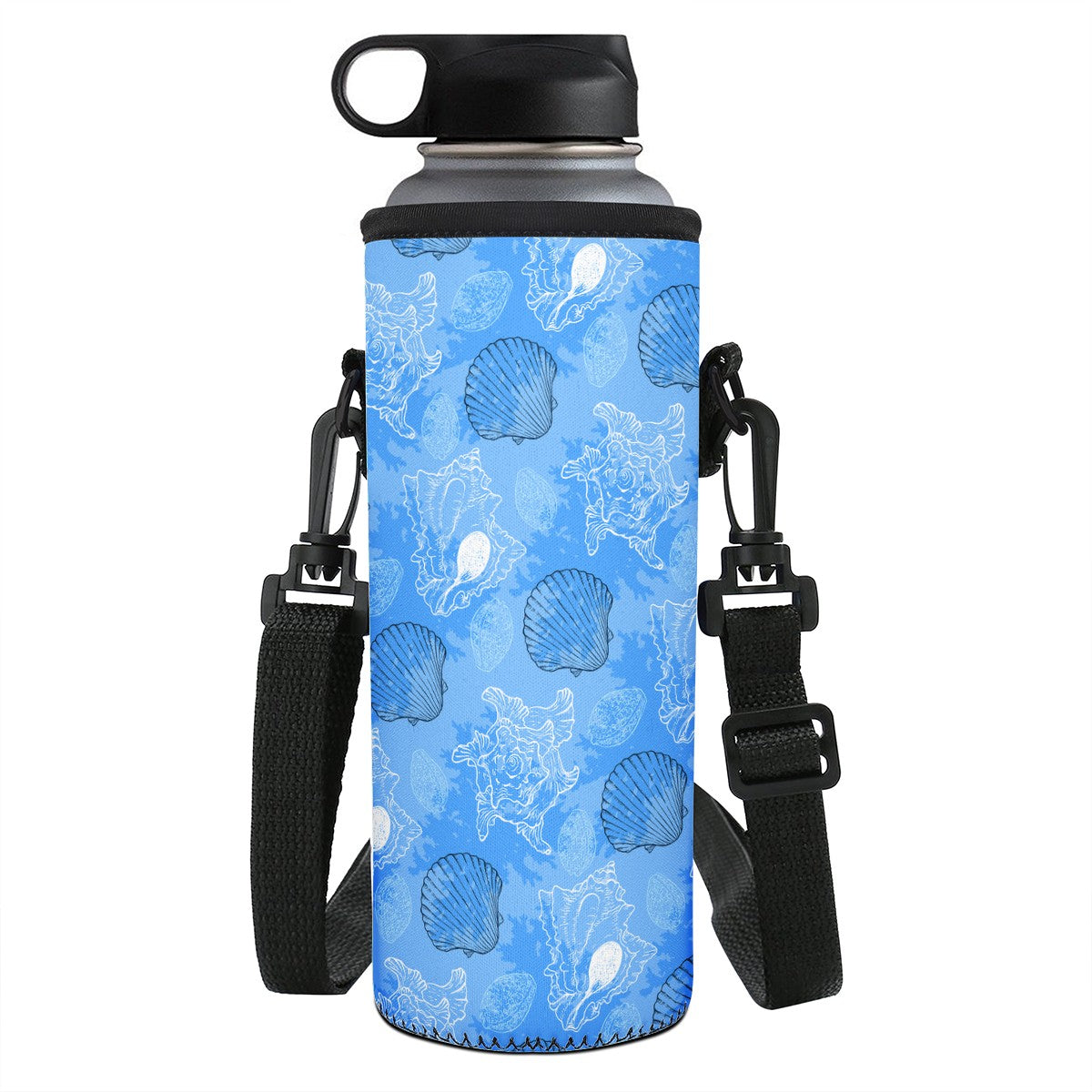 Blue Seashell Ocean Large Water Bottle Carrier Bag