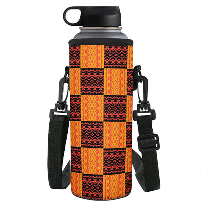 Black and Orange Tribal Design - Large Water Bottle Carrier Bag