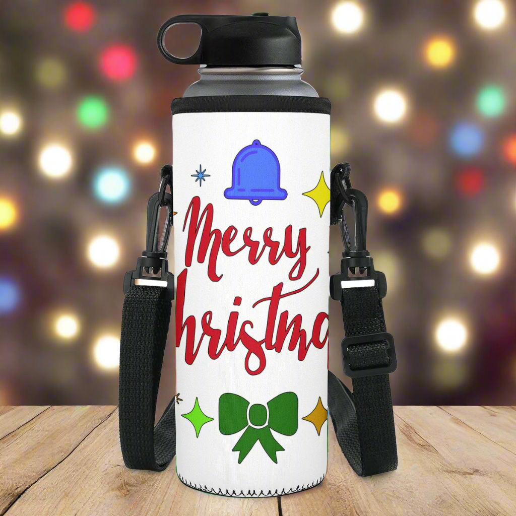 Luxtrini Merry Christmas Water Bottle Carrier Bag – Festive, Eco-Friendly, & Insulated