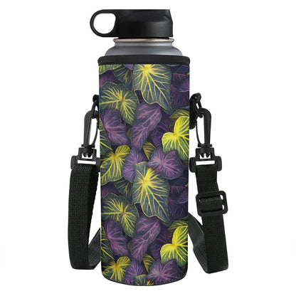 Luxtrini Iridescent Syngonium: Purple and Yellow L Water Bottle Carrier Bag