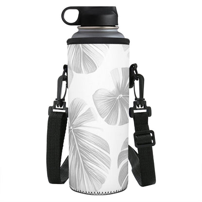 White Monstera L Water Bottle Carrier Bag