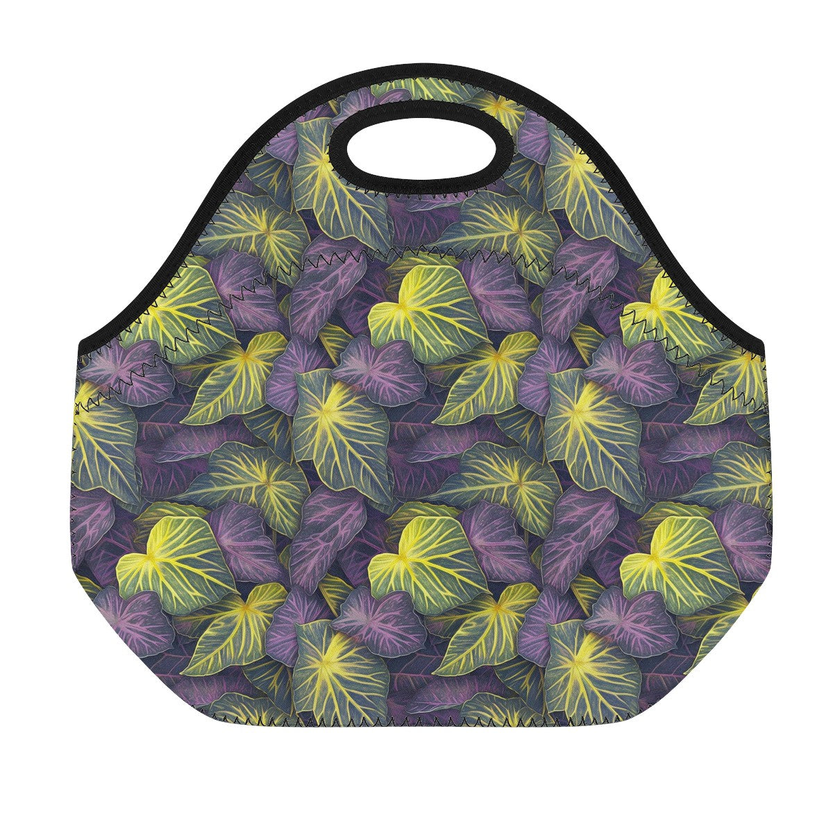 Luxtrini Iridescent Syngonium: Purple and Yellow Neoprene Lunch Bags