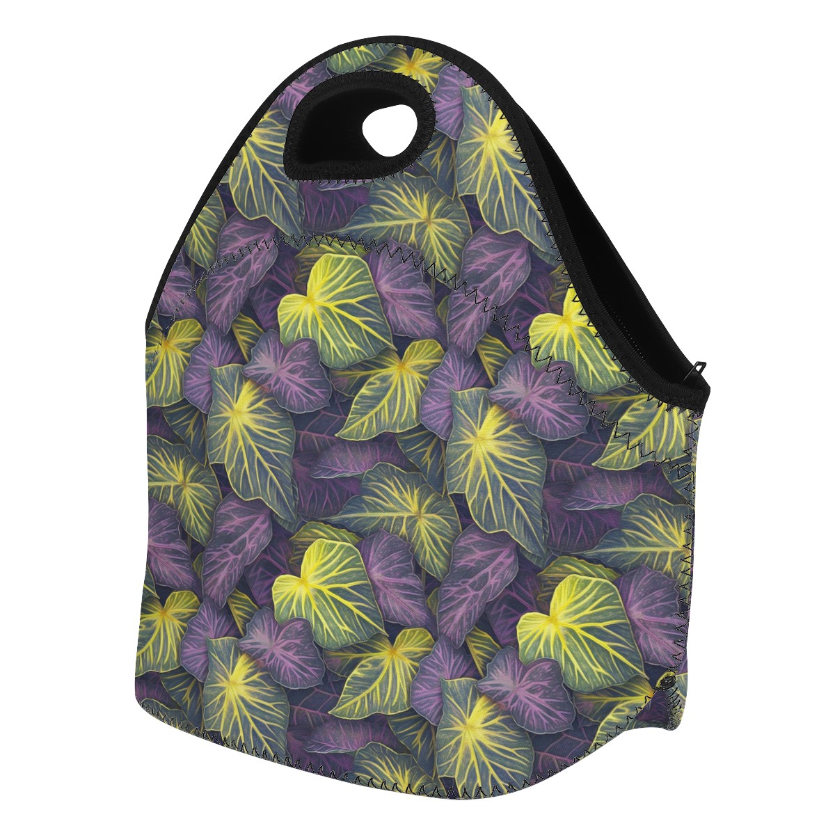 Luxtrini Iridescent Syngonium: Purple and Yellow Neoprene Lunch Bags