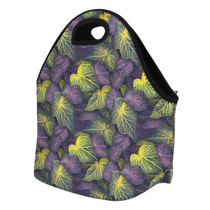 Luxtrini Iridescent Syngonium: Purple and Yellow Neoprene Lunch Bags