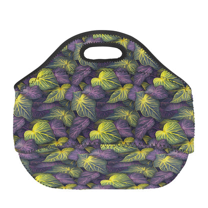 Luxtrini Iridescent Syngonium: Purple and Yellow Neoprene Lunch Bags