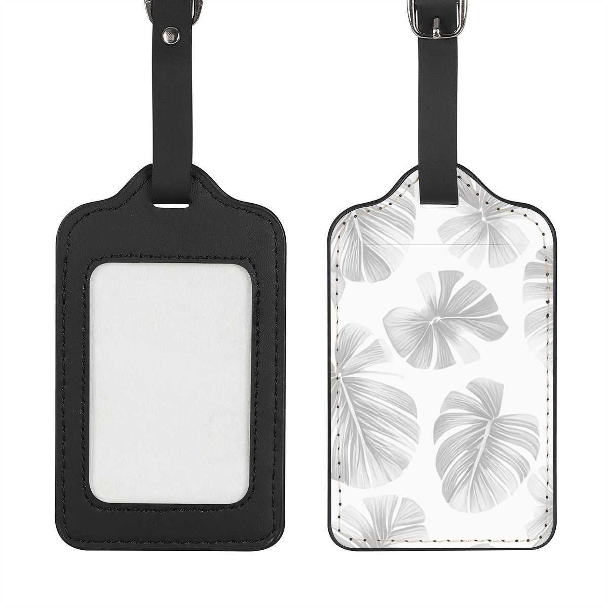 White Monstera Luggage Tags