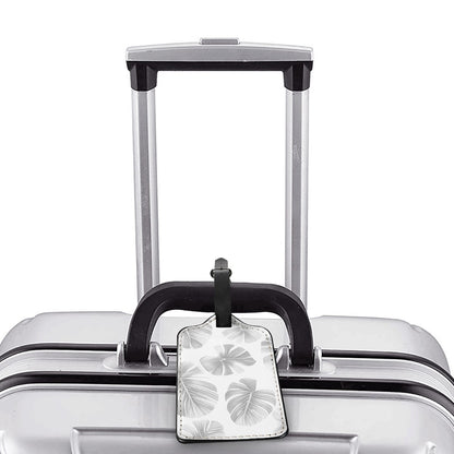 White Monstera Luggage Tags