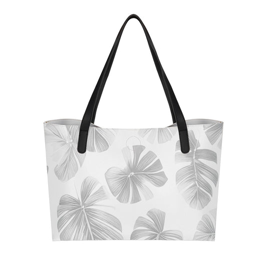 White Monstera Shopping Tote Bag