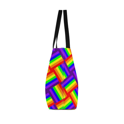 Rainbow Weave Shopping Tote Bag