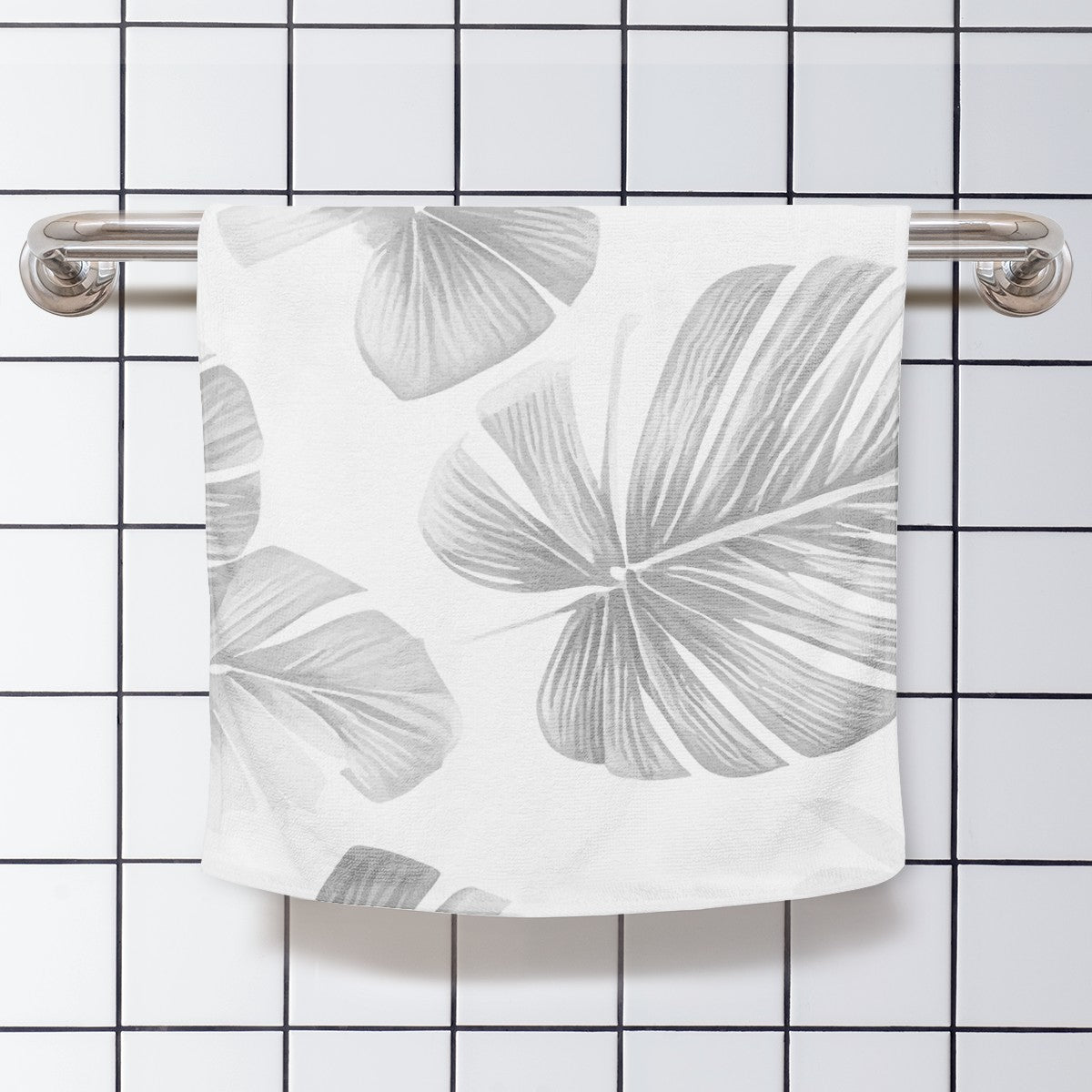 White Monstera Hand Towel